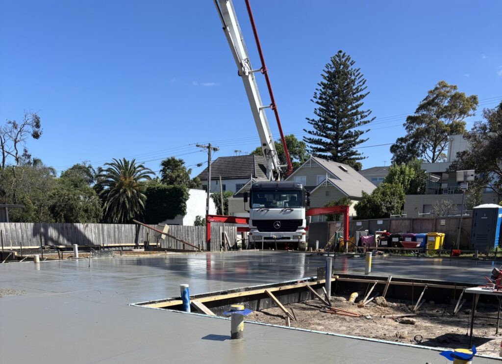 Professional Concrete House Slabs Concrete pump onsite Mornington Peninsula house slab