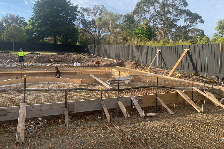 House slab construction Melbourne site preparation